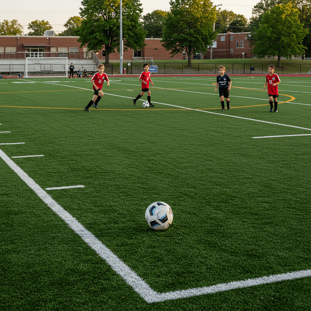 Artificial turf sports field with soccer markings in Olathe
