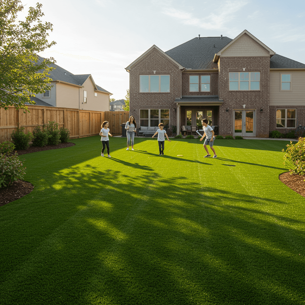 Lush artificial turf backyard installation in Olathe